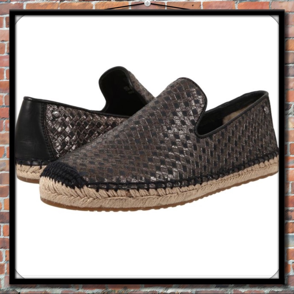 UGG Sandrine Leather Basketweave Espadrilles NWOB.